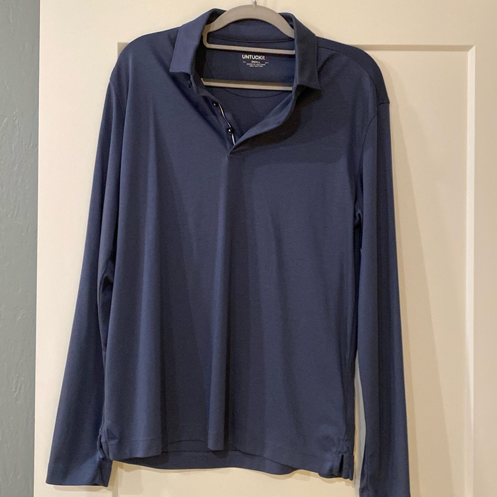 UNTUCKit Men’s Blue Long Sleeve Polo Shirt Size Small